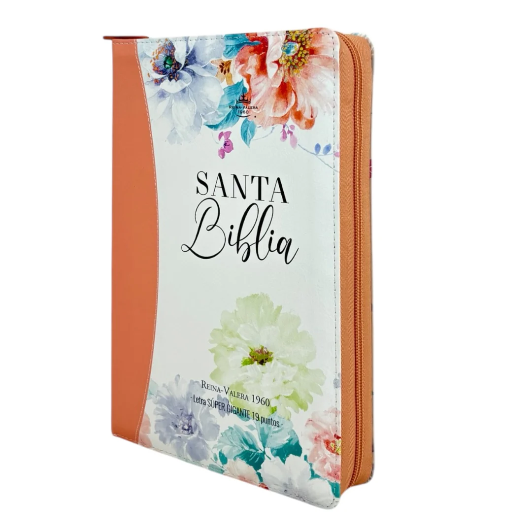 BIBLIA REINA VALERA 1960 SÚPER GIGANTE JARDIN CANTO PINTADO  C/CIERRE INDICE  IMIT PIEL DE ALTA CALIDAD