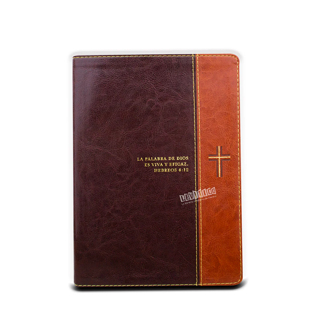 Biblia de estudio Diario Vivir RVR1960 Letra grande Sentipiel Café