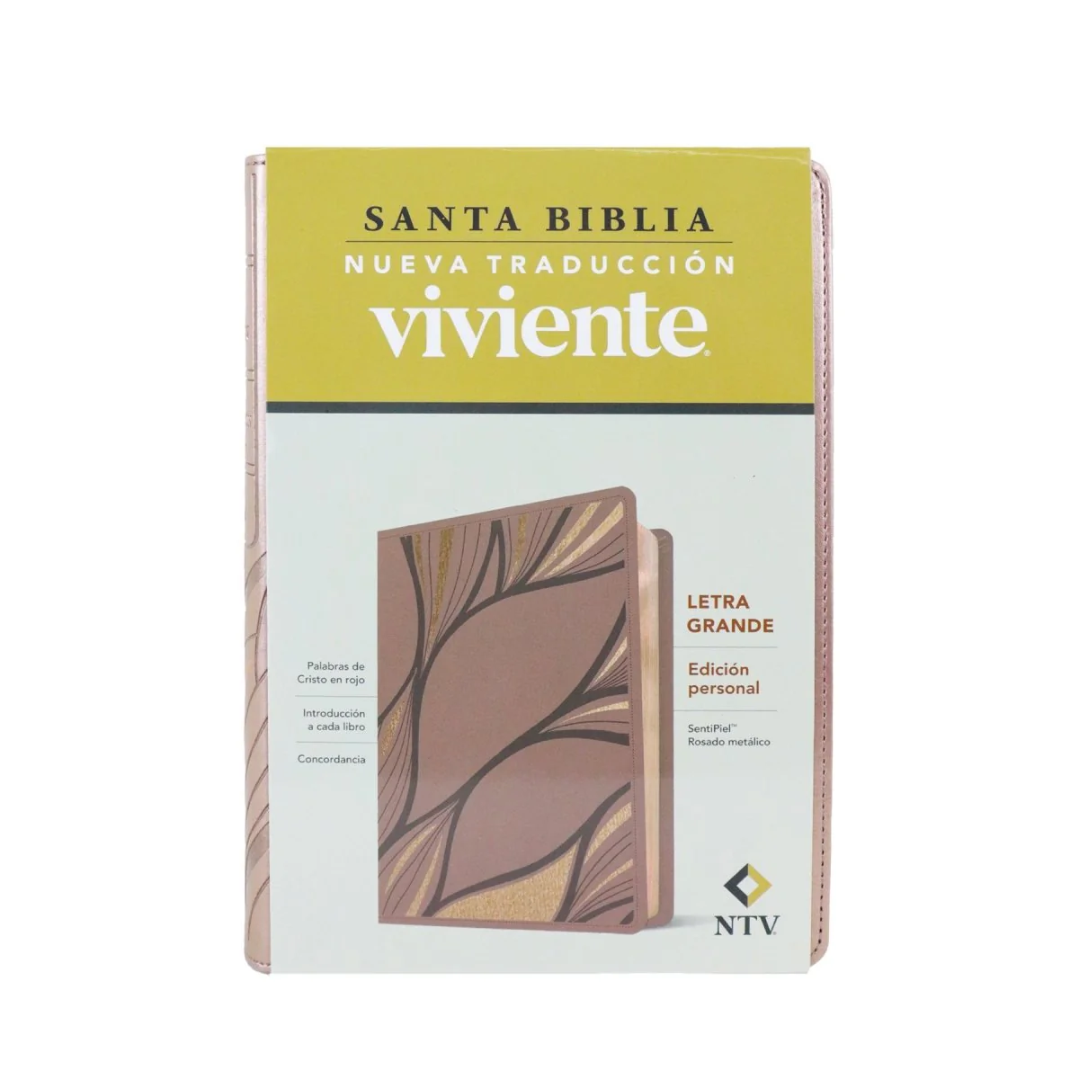 BIBLIA NTV EDICIÓN PERSONAL LETRA GRANDE SENTI PIEL/ ROSA METALICO