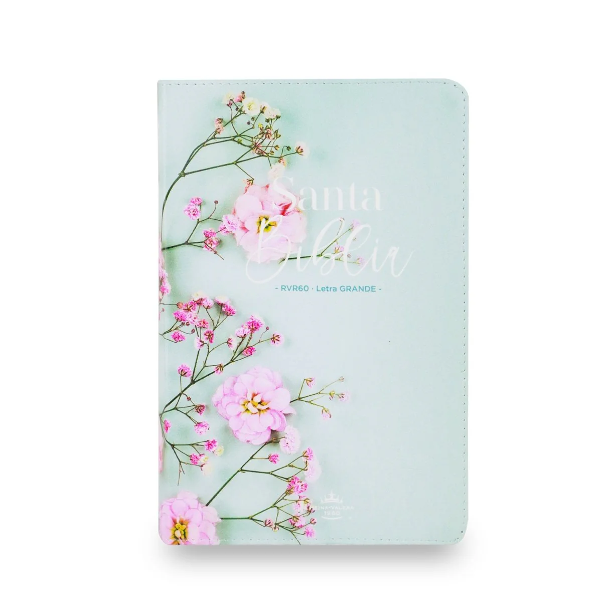 BIBLIA REINA VALERA 1960 LETRA GRANDE  IMITACION PIEL FLORES TURQUESA