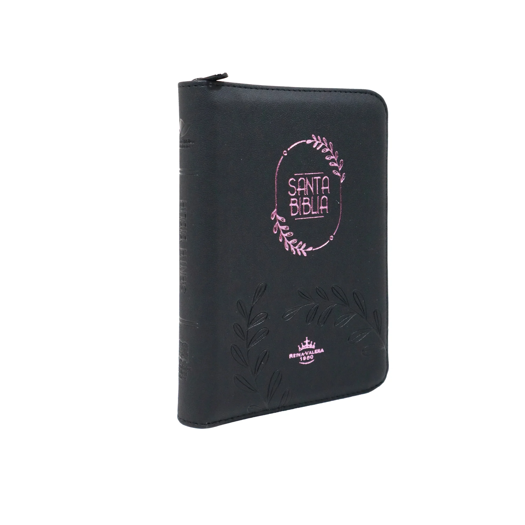 BIBLIA REINA VALERA 1960 COMPACTA IMIT PIEL NEGRO ROSA C/CIERRE INDICE