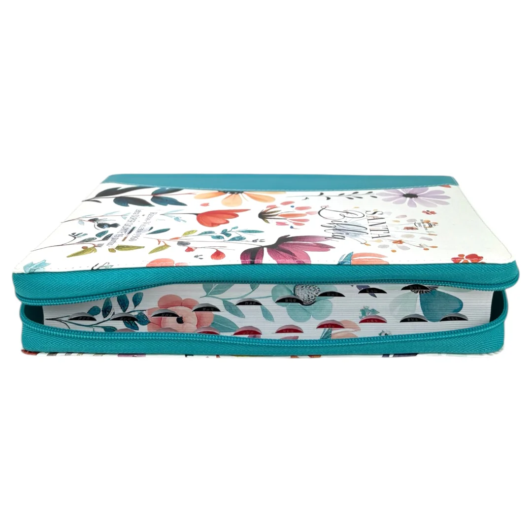 BIBLIA REINA VALERA 1960 SÚPER GIGANTE JARDIN CANTO PINTADO  C/CIERRE INDICE  IMIT PIEL DE ALTA CALIDAD