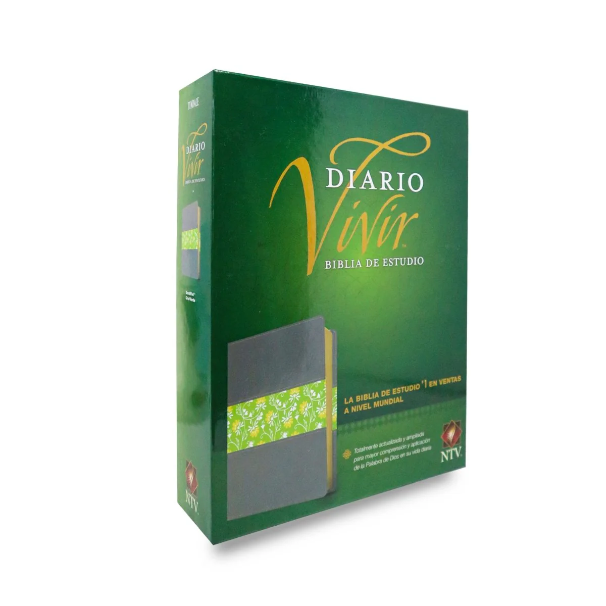 BIBLIA DE ESTUDIO NTV  DIARIO VIVIR SENTPIEL GRIS/VERDE