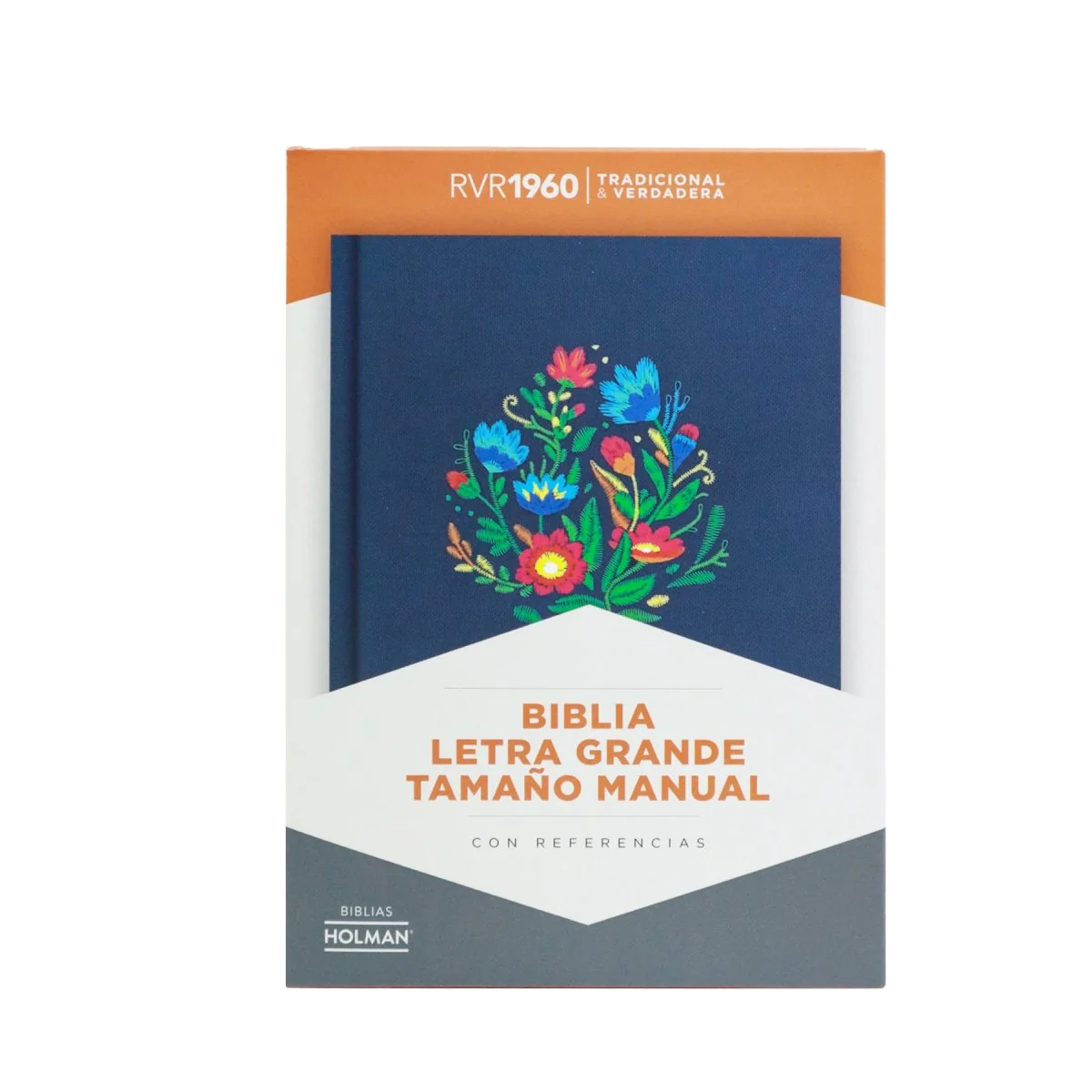 BIBLIA REINA VALERA 1960 LETRA GRANDE TAMAÑO MANUAL BORDADO TELA C/INDICE