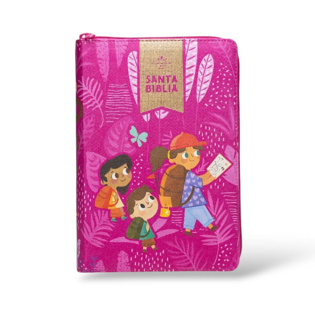 BIBLIA REINA VALERA 1960 INTERACTIVA  LETRA GRANDE C/CIERRE ROSA