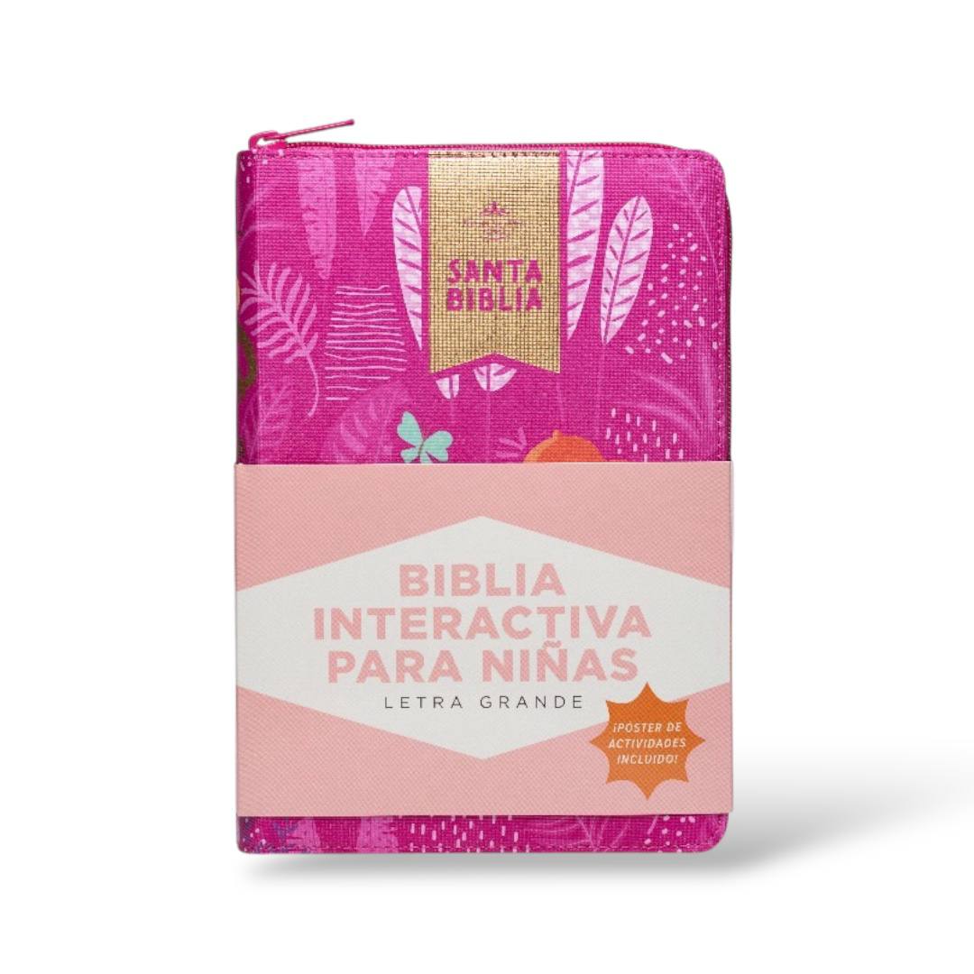 BIBLIA REINA VALERA 1960 INTERACTIVA  LETRA GRANDE C/CIERRE ROSA