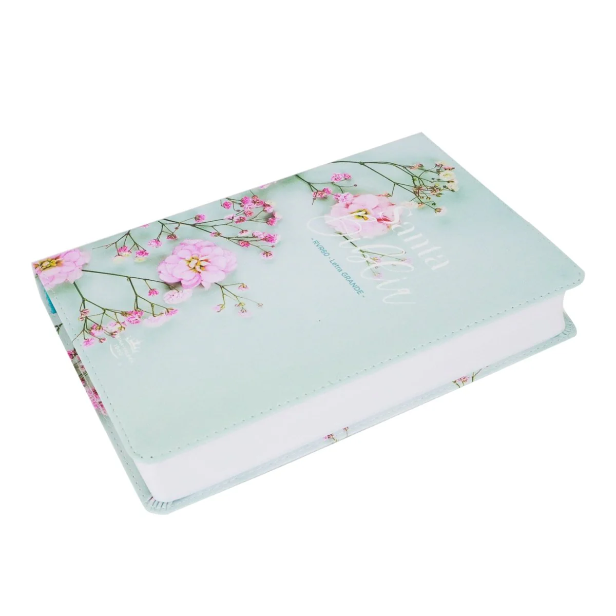 BIBLIA REINA VALERA 1960 LETRA GRANDE  IMITACION PIEL FLORES TURQUESA