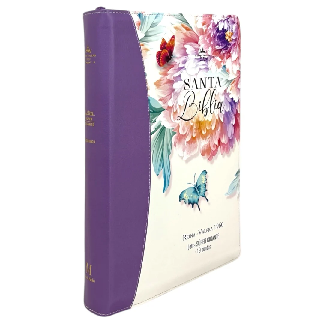 BIBLIA REINA VALERA 1960 SÚPER GIGANTE JARDIN CANTO PINTADO  C/CIERRE INDICE  IMIT PIEL DE ALTA CALIDAD