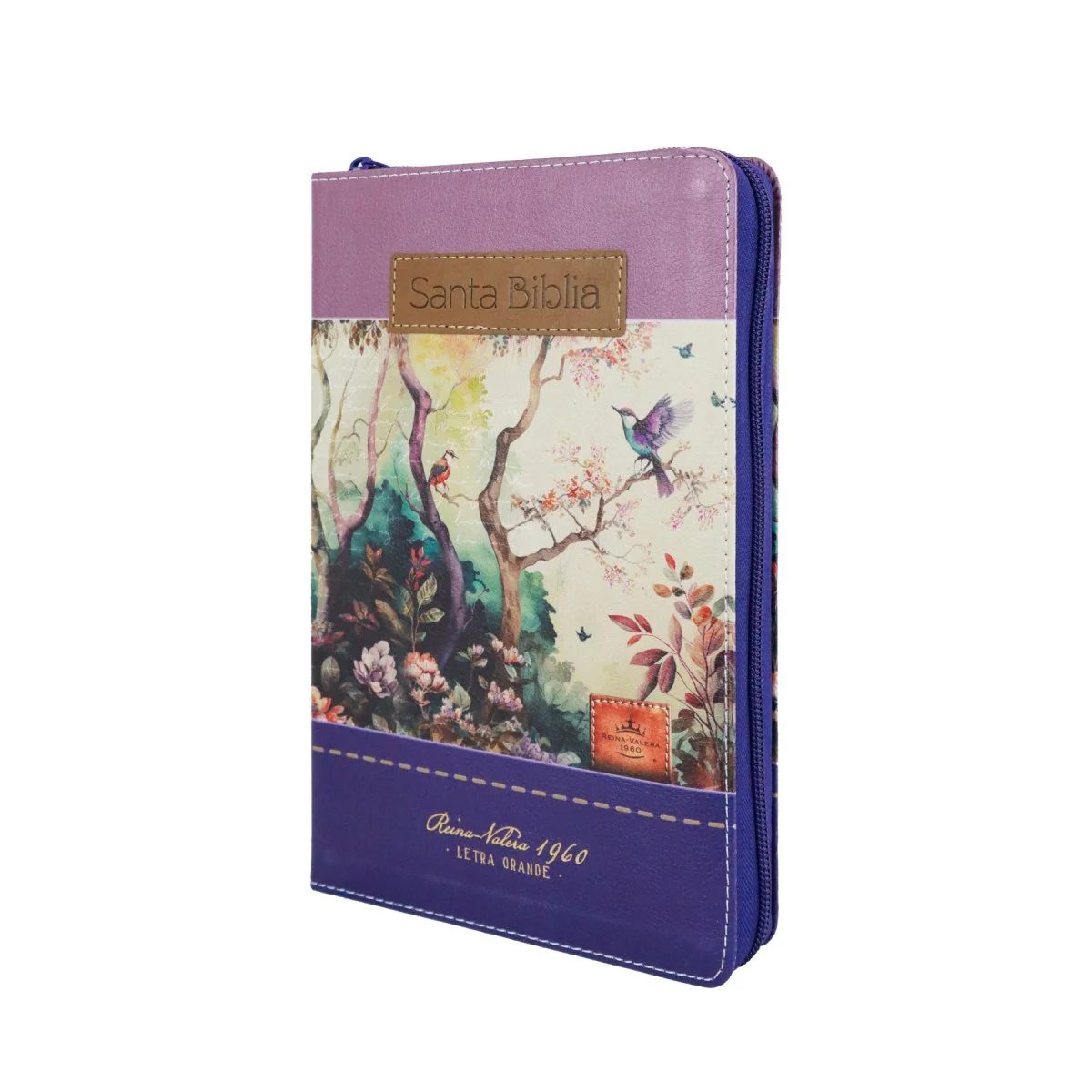 BIBLIA REINA VALERA 1960 LETRA GRANDE MANUAL C/CIERRE INDICE FANTASÍA LILA