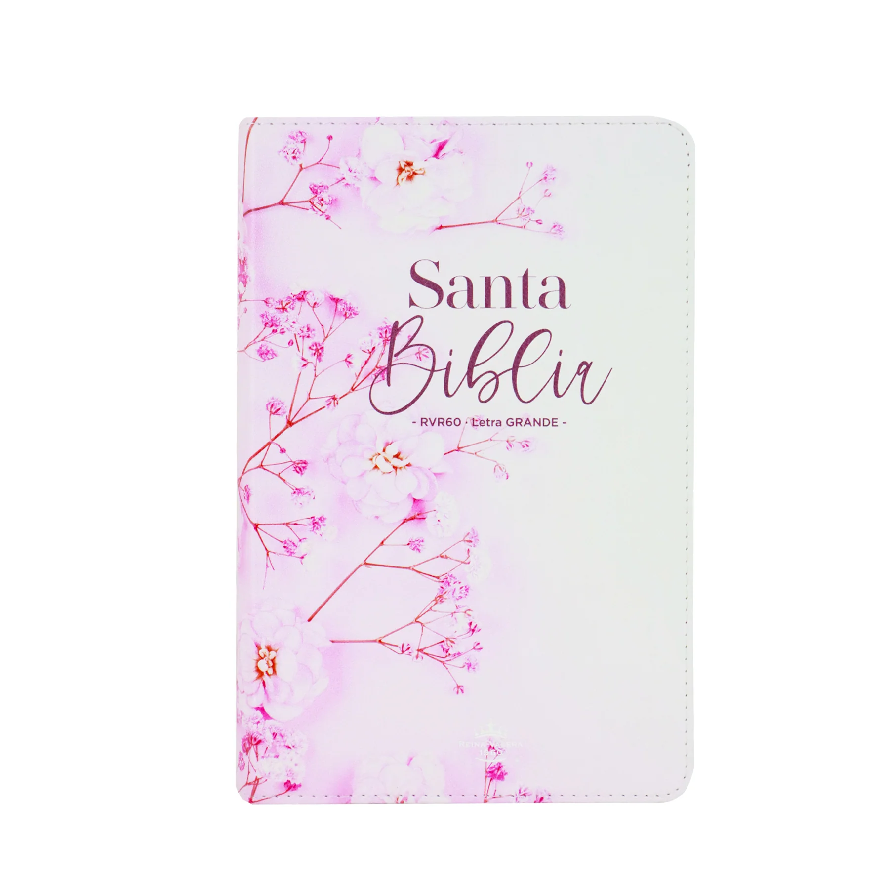 BIBLIA REINA VALERA 1960 LETRA GRANDE IMITACION PIEL FLORES ROSA