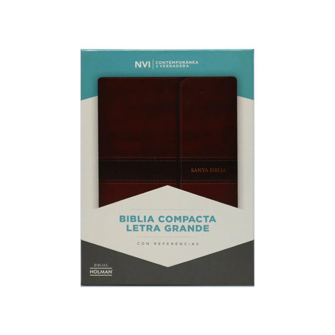 BIBLIA NVI COMPACTA LETRA GRANDE MARRON  SIMIL PIEL C/ INDICE  SOLAPA IMAN