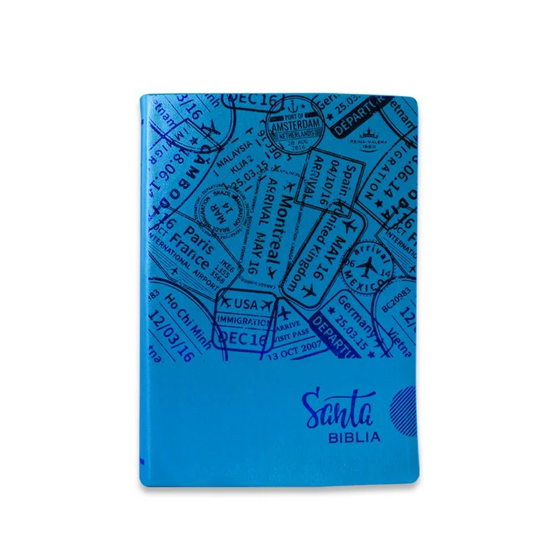 BIBLIA CHICA RVR1960 VINIL ROSA/AZUL TROQUELADA