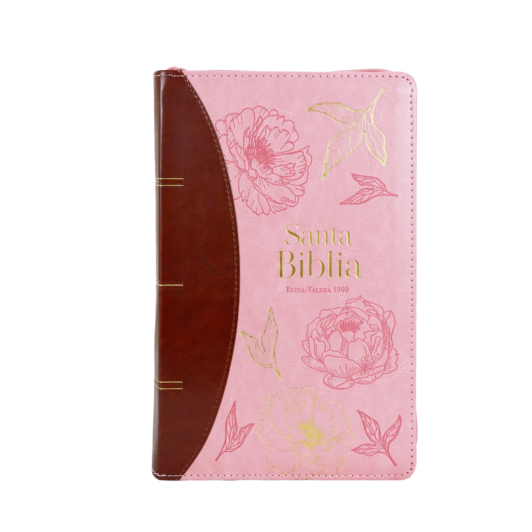 BIBLIA REINA VALERA 1960 LETRA GRANDE PIEL ROSA FLORAL