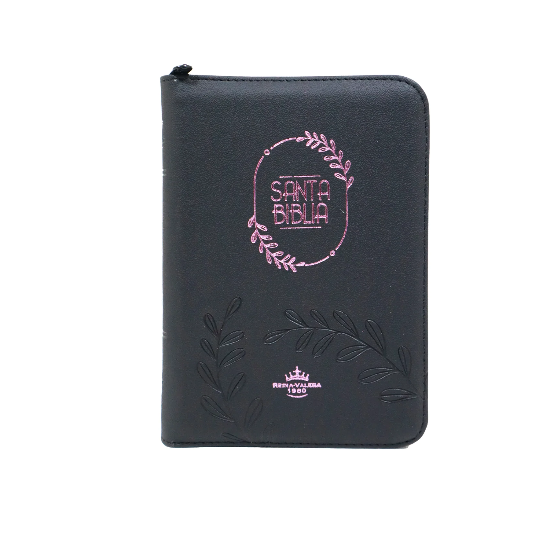 BIBLIA REINA VALERA 1960 COMPACTA IMIT PIEL NEGRO ROSA C/CIERRE INDICE