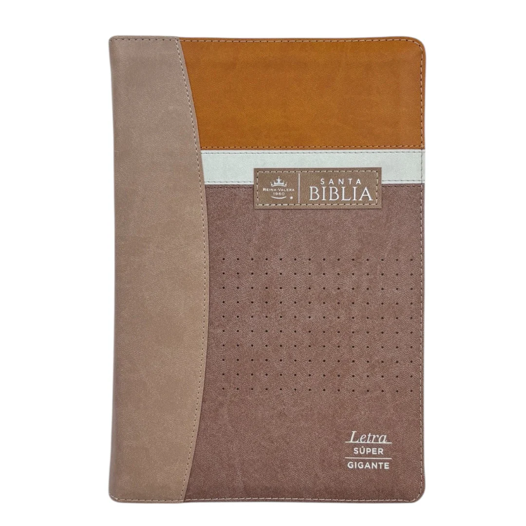 BIBLIA LETRA SÚPER GIGANTE REINA VALERA 1960 IMITACION PIEL C/ CIERRE INDICE BEIGE