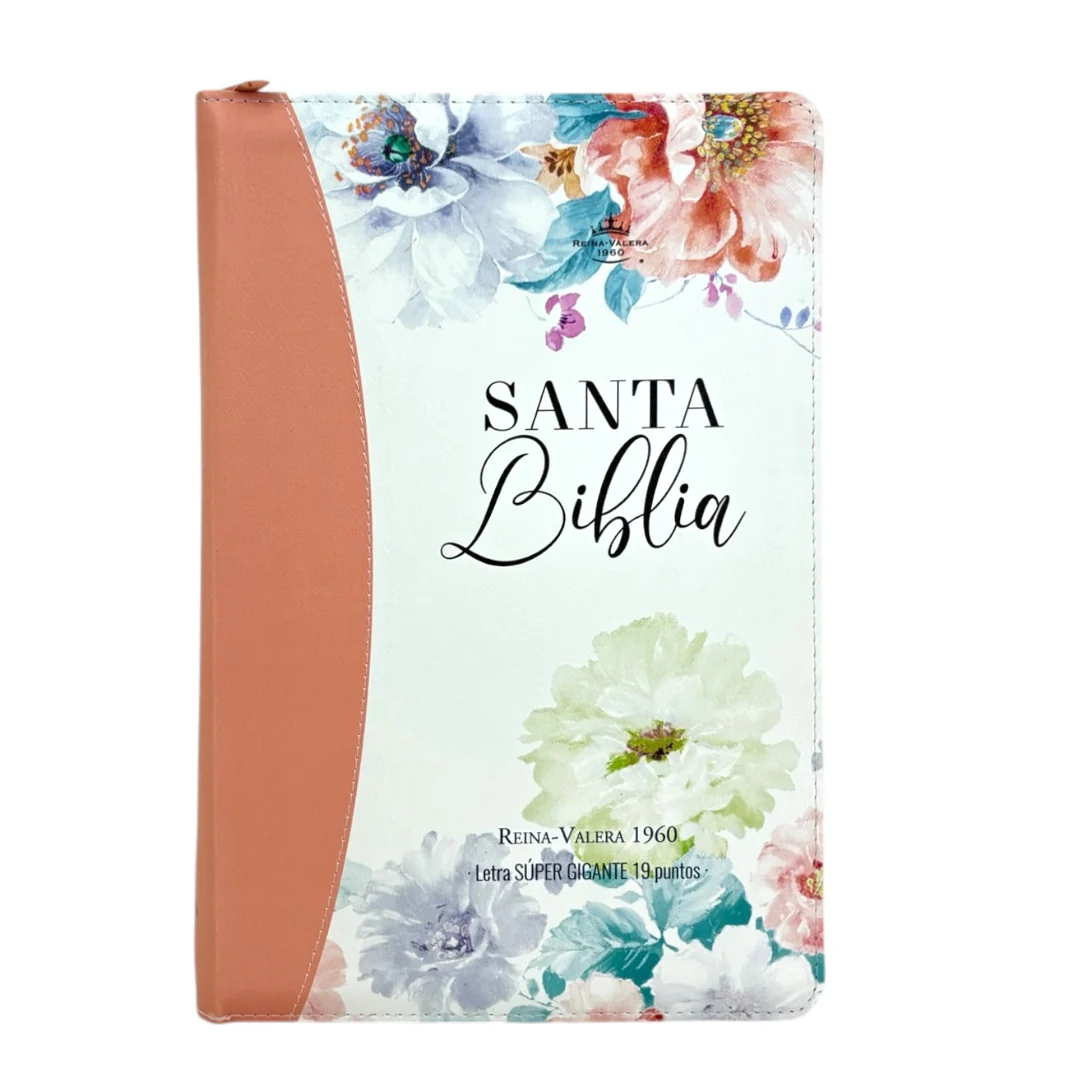 BIBLIA REINA VALERA 1960 SÚPER GIGANTE JARDIN CANTO PINTADO  C/CIERRE INDICE  IMIT PIEL DE ALTA CALIDAD