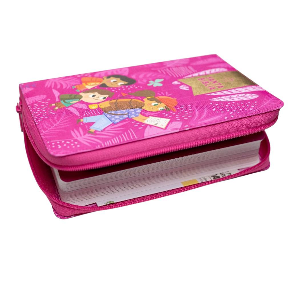 BIBLIA REINA VALERA 1960 INTERACTIVA  LETRA GRANDE C/CIERRE ROSA