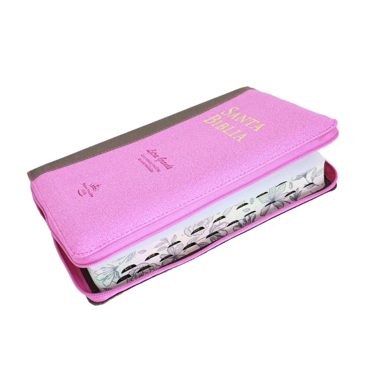 BIBLIA REINA VALERA 1960 MANUAL  IMIT PIEL LETRA GRANDE ROSA/MARRON