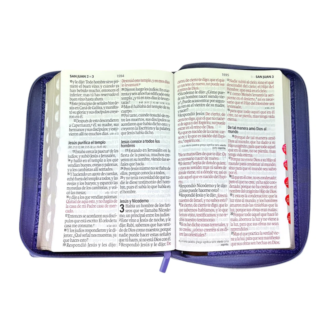 BIBLIA REINA VALERA 1960 LETRA SÚPER GIGANTE IMITACIÓN PIEL DE ALTA CALIDAD FLORES LILA C/CIERRE INDICE