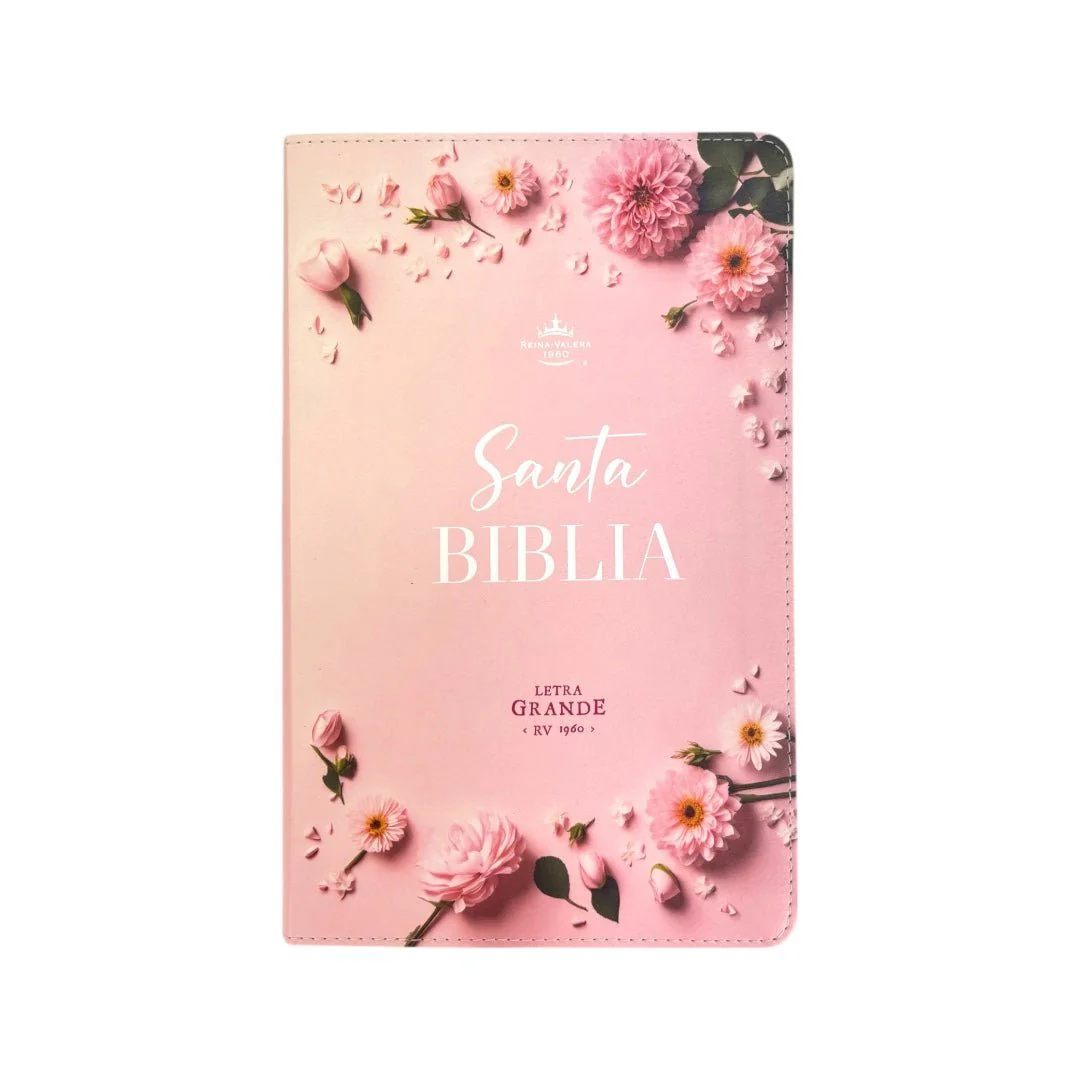 BIBLIA REINA VALERA 1960 LETRA GRANDE MANUAL ROSA CON FLORES INDICE