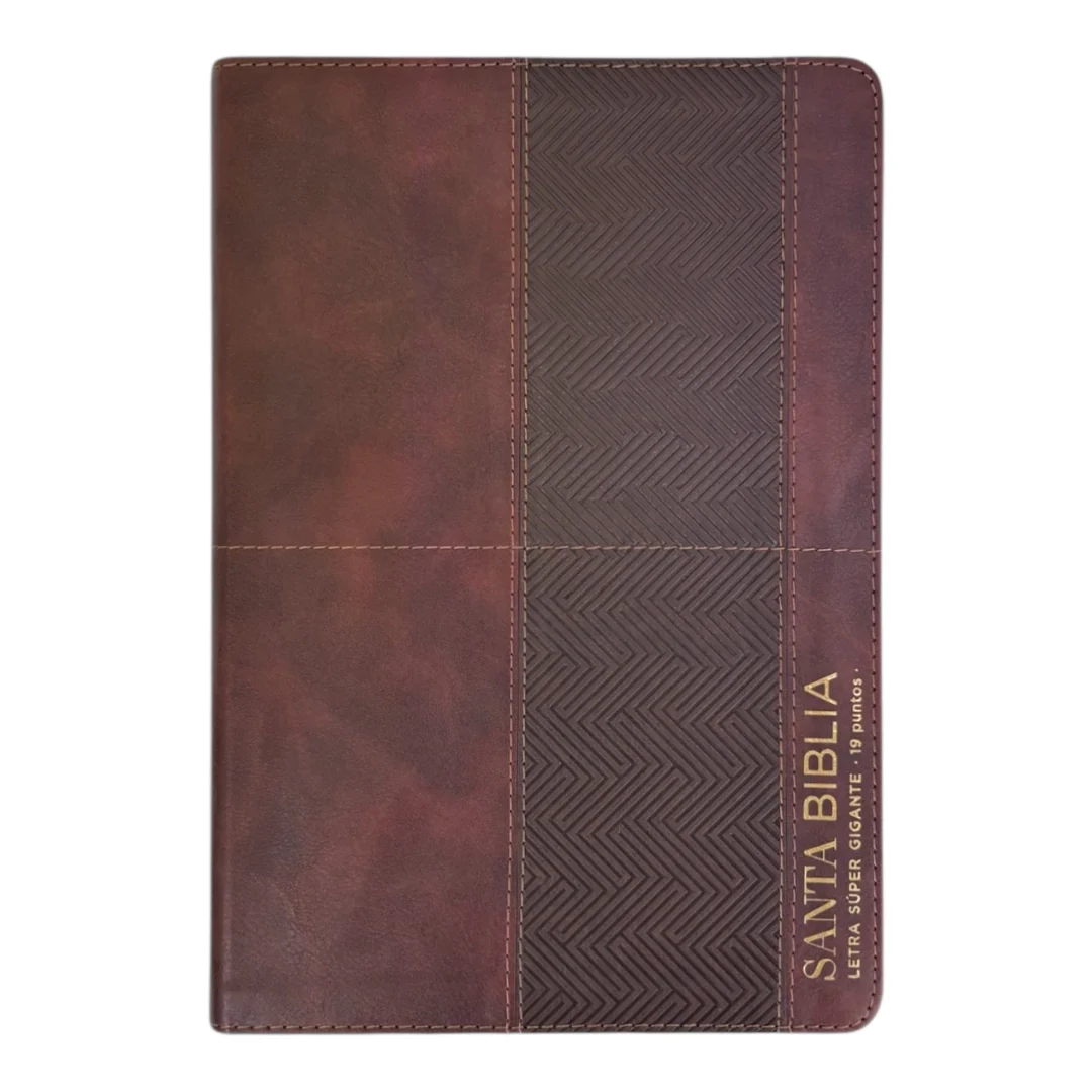 BIBLIA REINA VALERA 1960 LETRA SÚPER GIGANTE IMITACION PIEL CANTO DORADO CAFE GEO