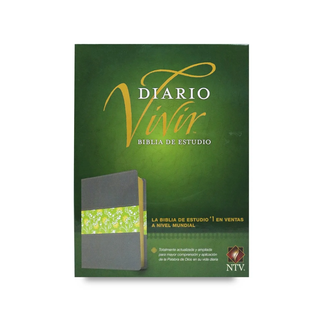 BIBLIA DE ESTUDIO NTV  DIARIO VIVIR SENTPIEL GRIS/VERDE