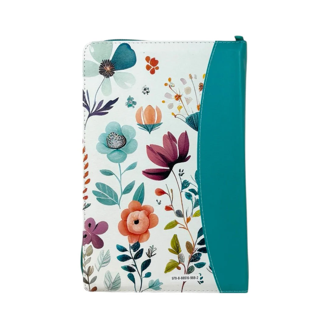 BIBLIA REINA VALERA 1960 LETRA GRANDE JARDIN TURQUESA C/CIERRE INIDCE