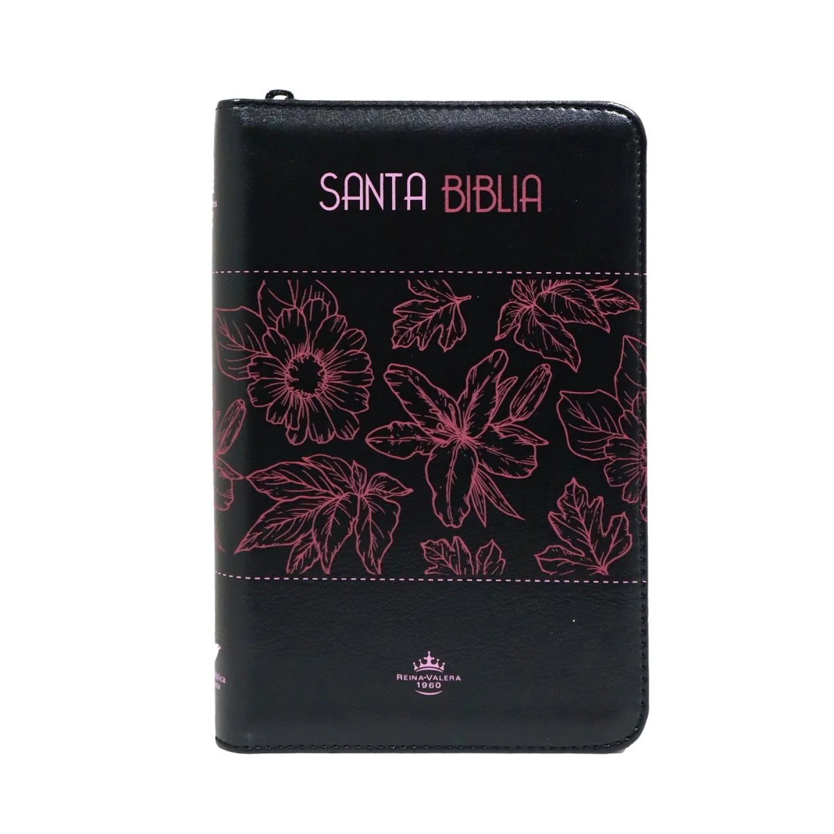 BIBLIA REINA VALERA 1960 LETRA GRANDE NEGRO FLORES CANTO FUCSIA
