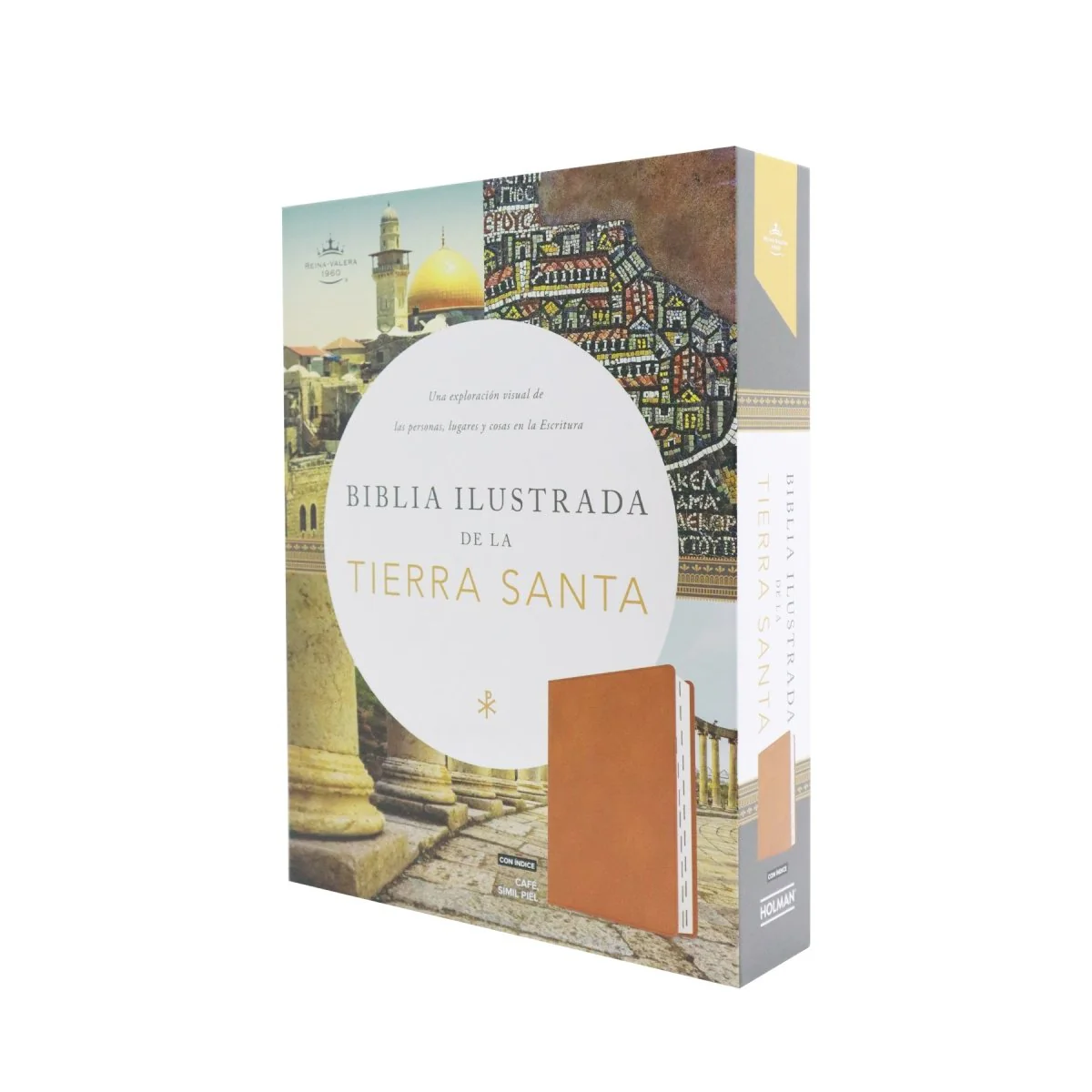 BIBLIA ILUSTRADA DE LA TIERRA SANTA  RVR1960, IMITACIÓN PIEL/CAFE CLARO
