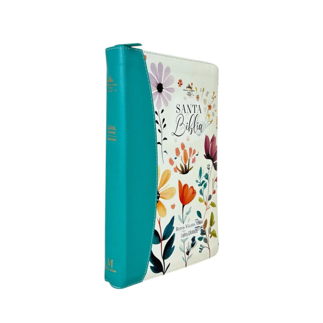 BIBLIA REINA VALERA 1960 LETRA GRANDE JARDIN TURQUESA C/CIERRE INIDCE