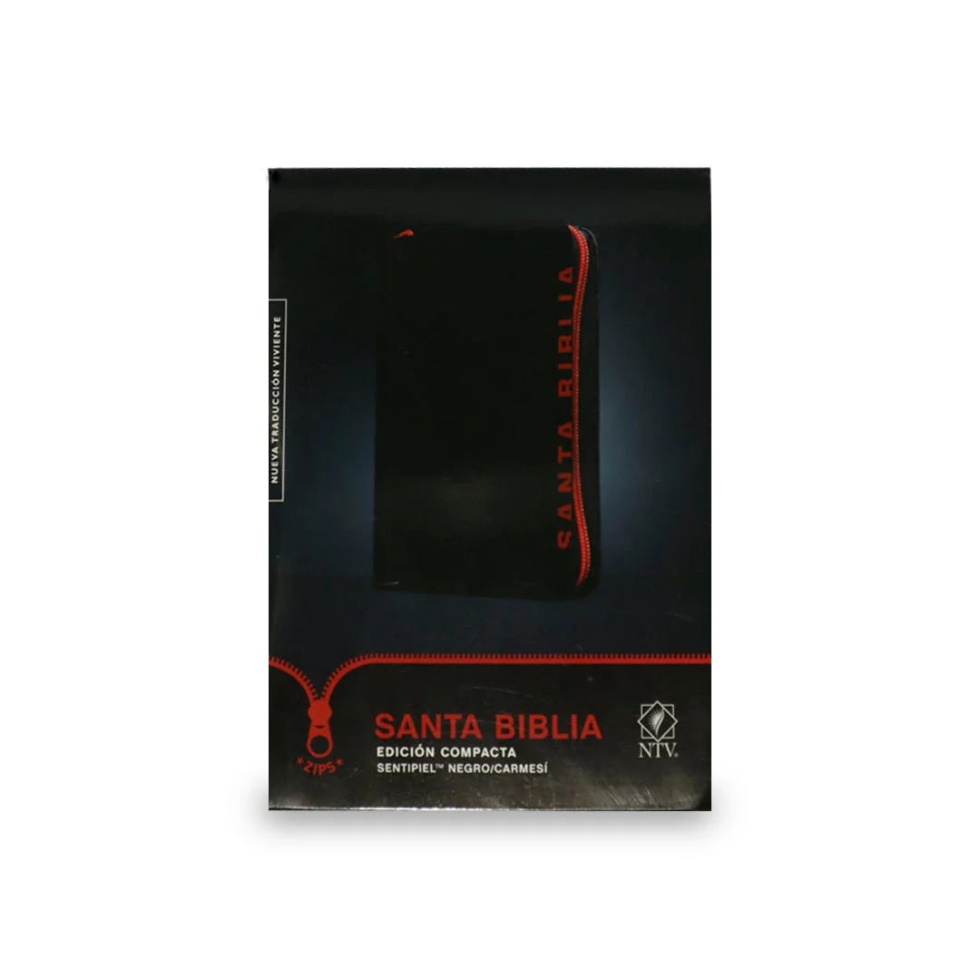Santa Biblia NTV, Edición compacta SentiPiel, Negro/Carmesí