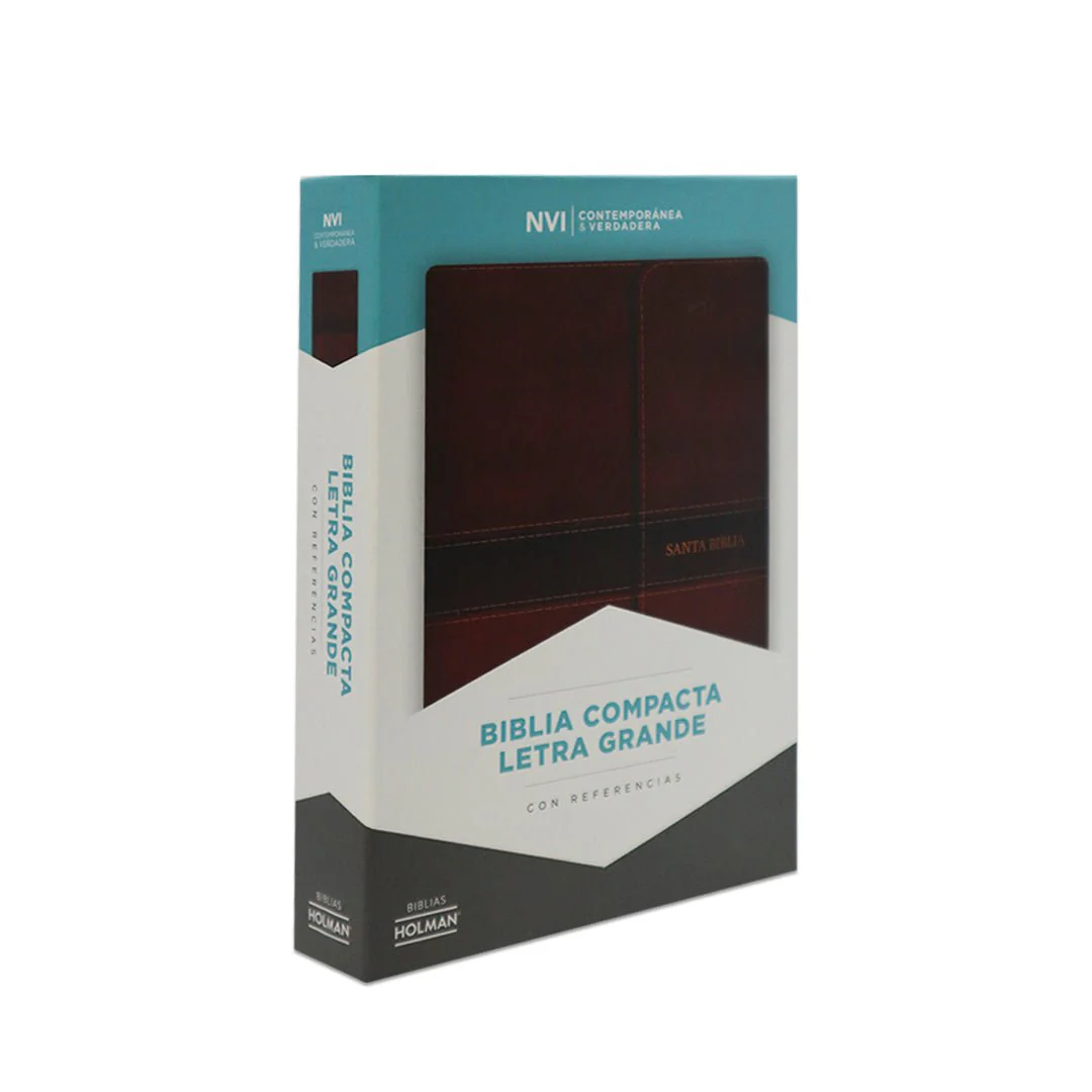 BIBLIA NVI COMPACTA LETRA GRANDE MARRON  SIMIL PIEL C/ INDICE  SOLAPA IMAN