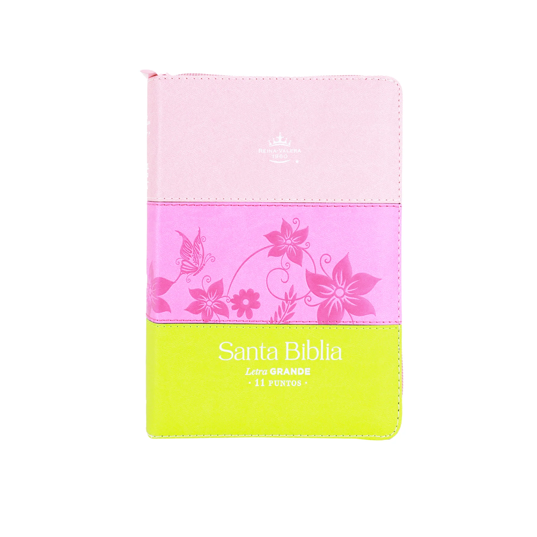 BIBLIA REINA VALERA 1960 LETRA GRANDE COMPACTA C/CIERRE LIMA FUCSIA