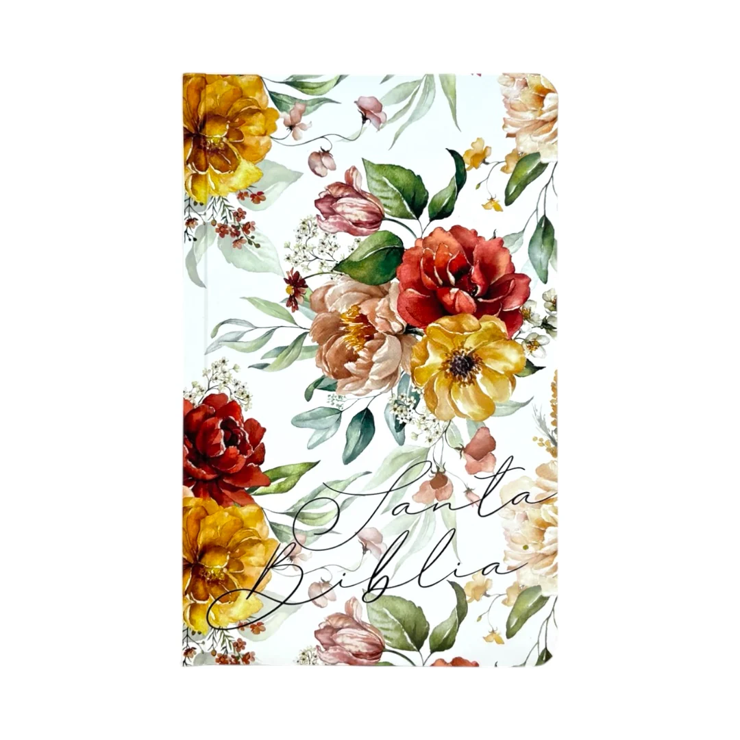 BIBLIA REINA VALERA 1960 LETRA GRANDE TAPA DURA FLORES NARANJA