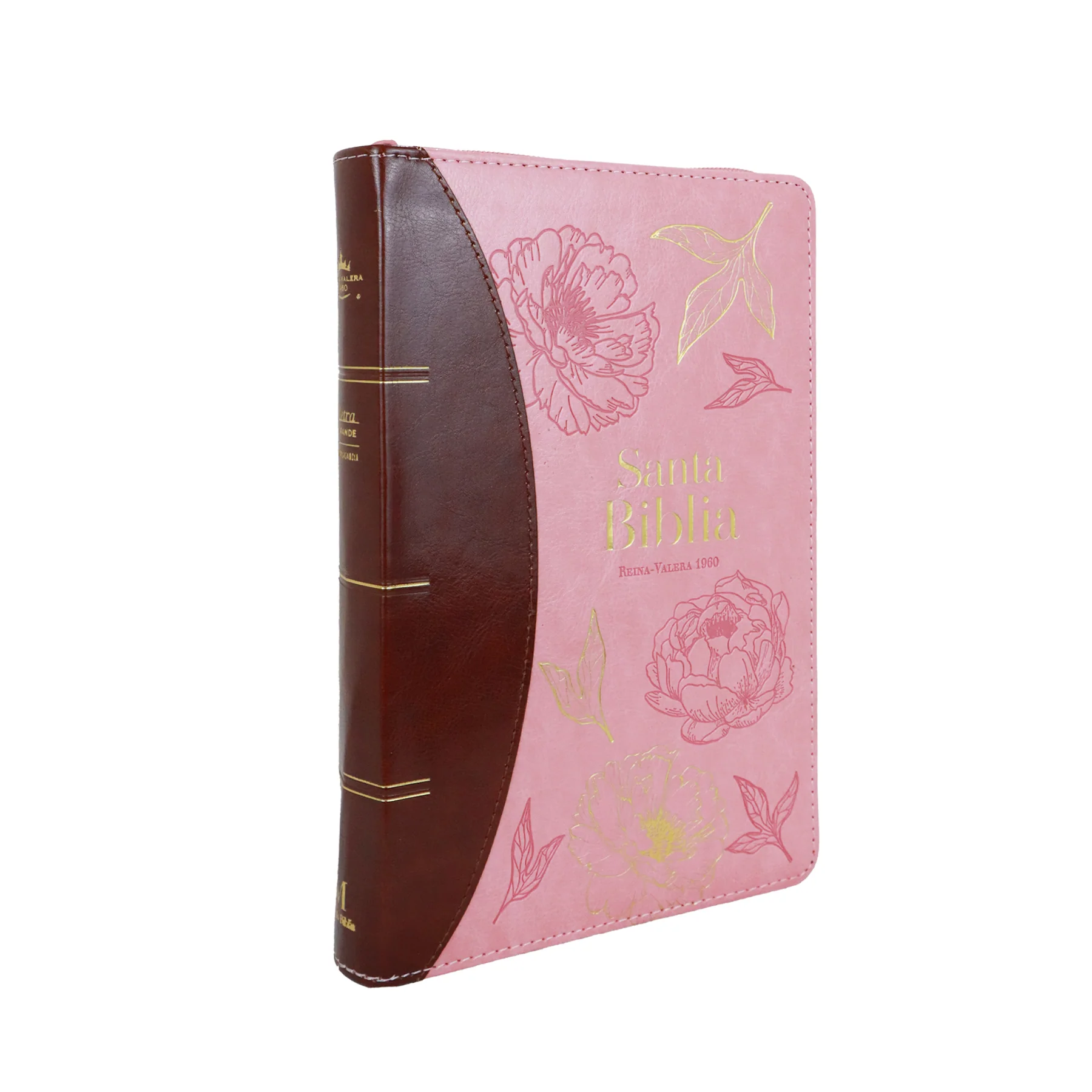 BIBLIA REINA VALERA 1960 LETRA GRANDE PIEL ROSA FLORAL