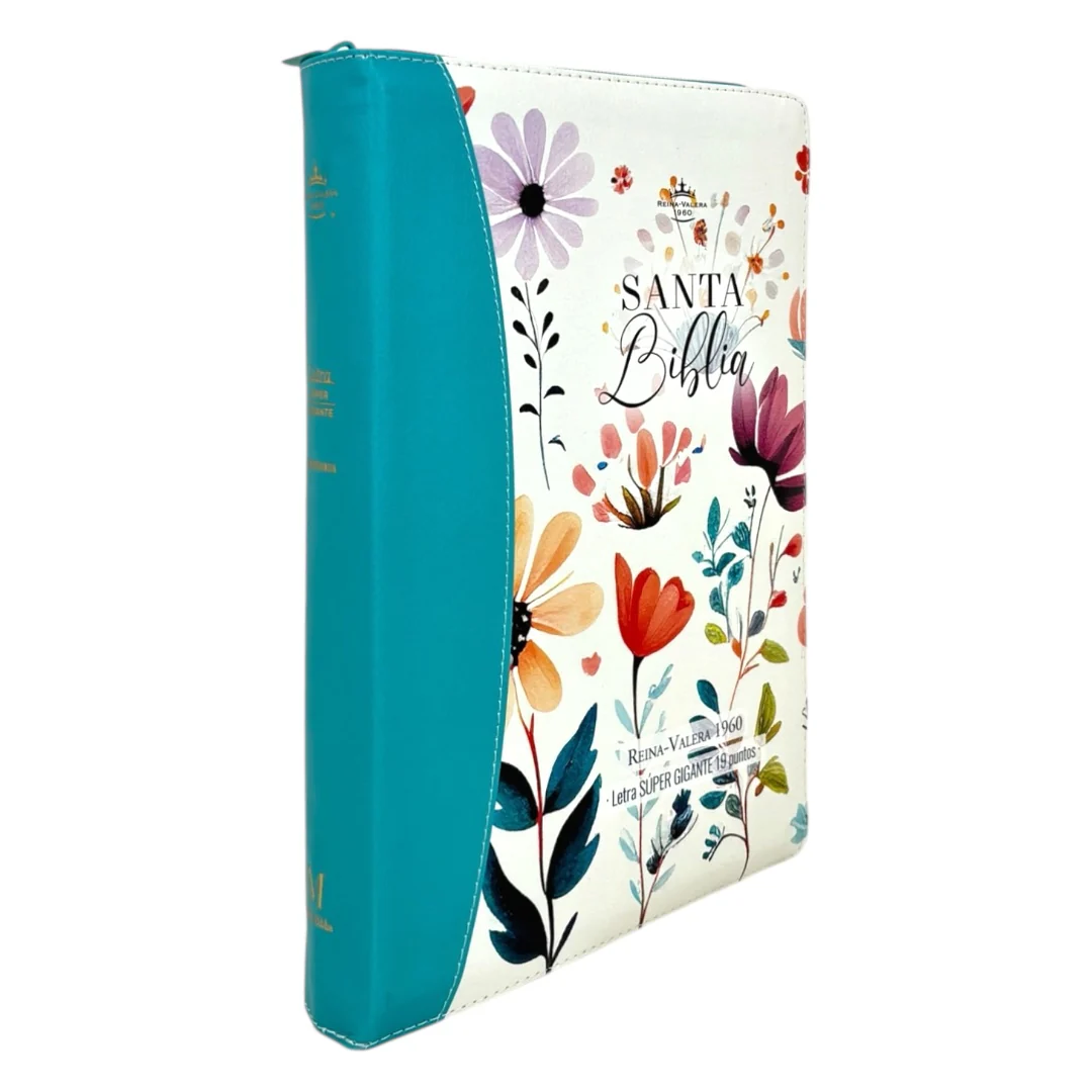 BIBLIA REINA VALERA 1960 SÚPER GIGANTE JARDIN CANTO PINTADO  C/CIERRE INDICE  IMIT PIEL DE ALTA CALIDAD