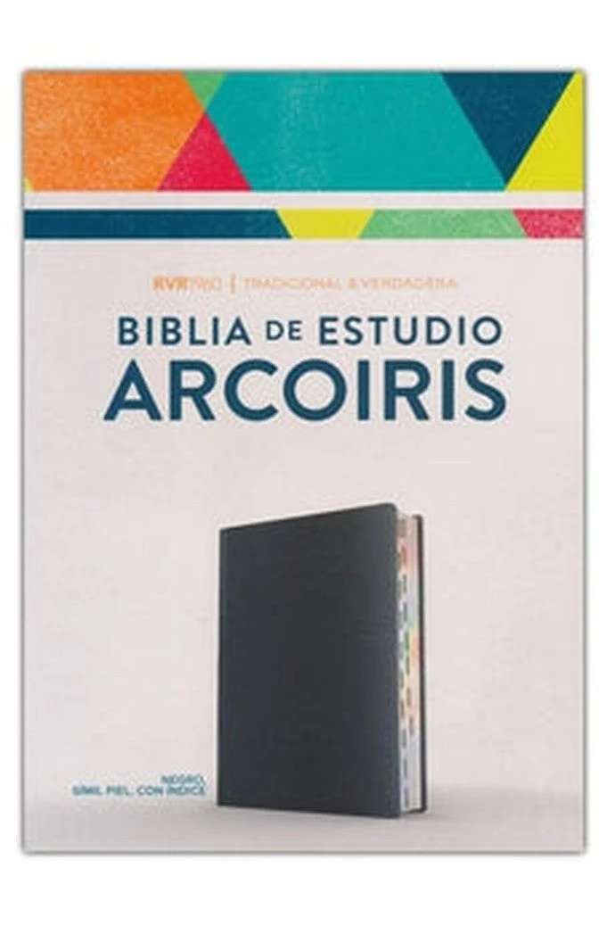 Biblia RVR 1960 de Estudio Arco Iris Multicolor Símil Piel Negro con Índice