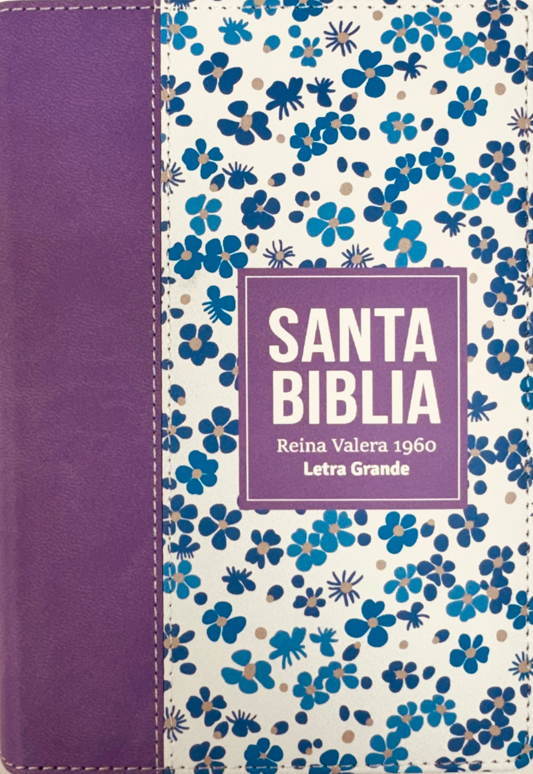 Biblia RVR 1960 Compacta Símil Piel Flores Lila Claro