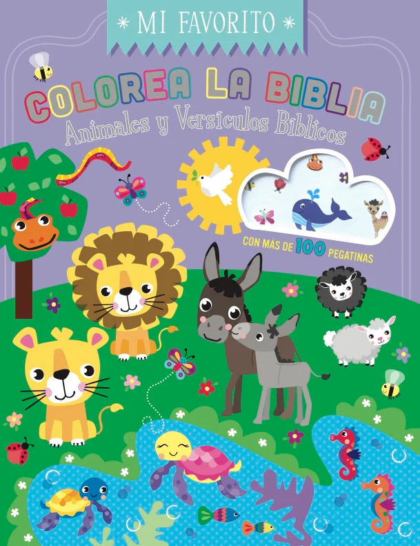 Colorea la Biblia - Animales y Versículos Bíblicos con Pegatinas