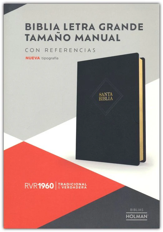 Biblia RVR 1960 Letra Grande Tamaño Manual Símil Piel Negra