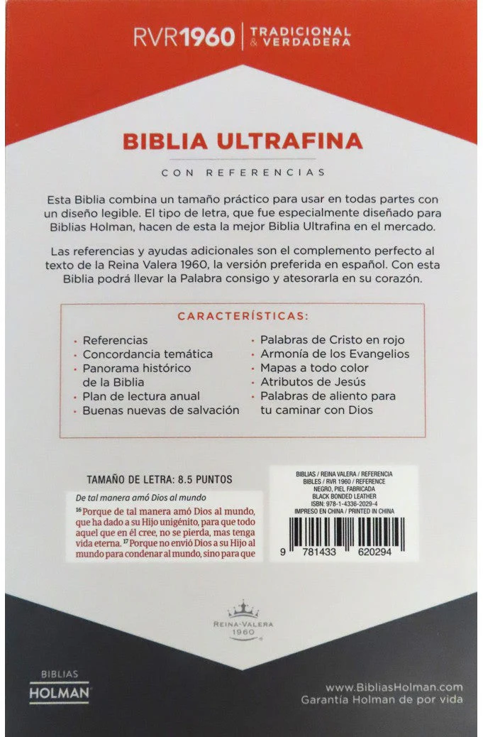 Biblia RVR 1960 Ultrafina Piel Negra