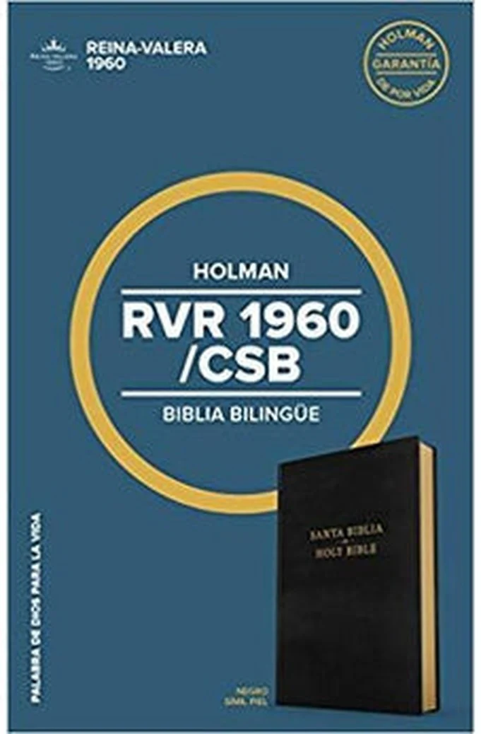 Biblia RVR 1960 CSB Bilingüe Negro Símil Piel