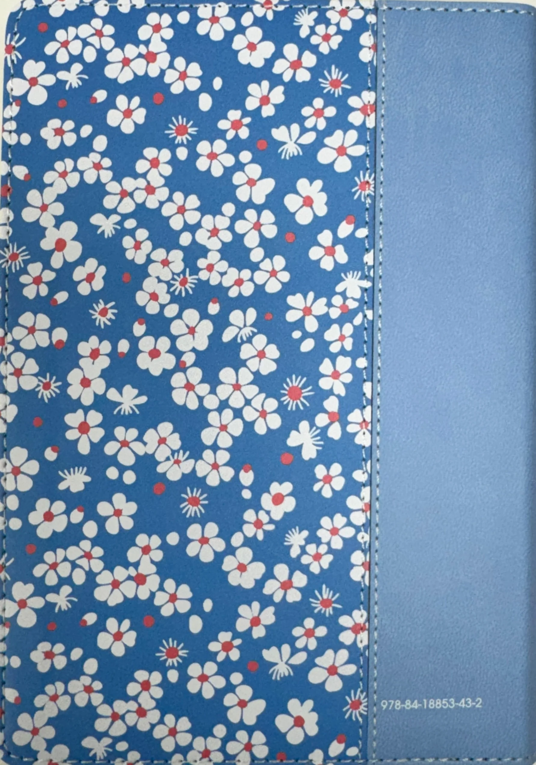 Biblia RVR 1960 Compacta Símil Piel Flores Azul Grisáceo