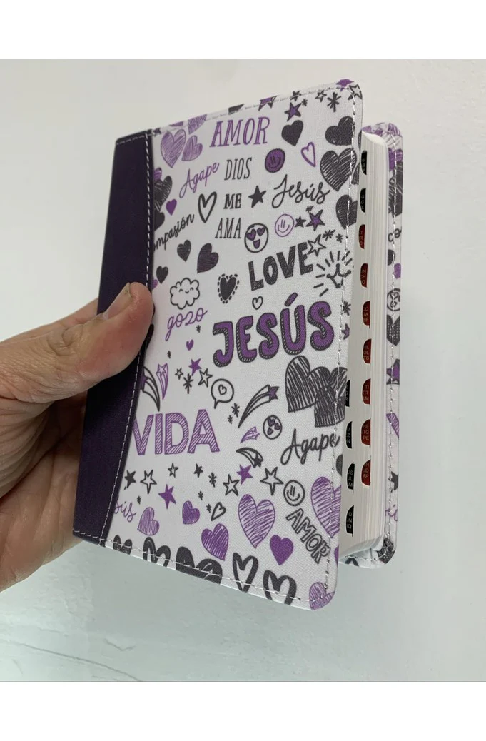 Biblia RVR 1960 Bolsillo Símil Piel Lila con Índice