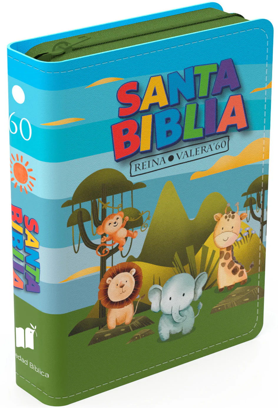 Biblia RVR 1960 Bolsillo para Niños Animales Vinilo con Cierre