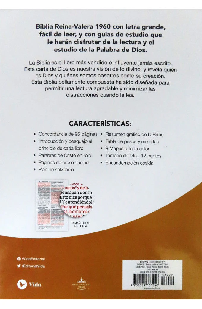 Biblia RVR 1960 Letra Grande Marrón