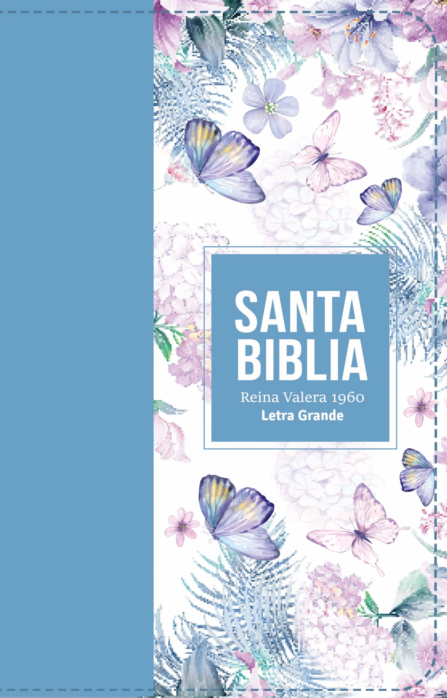 Biblia RVR 1960 Letra Grande Tamaño Manual Símil Piel Azul Acero Claro