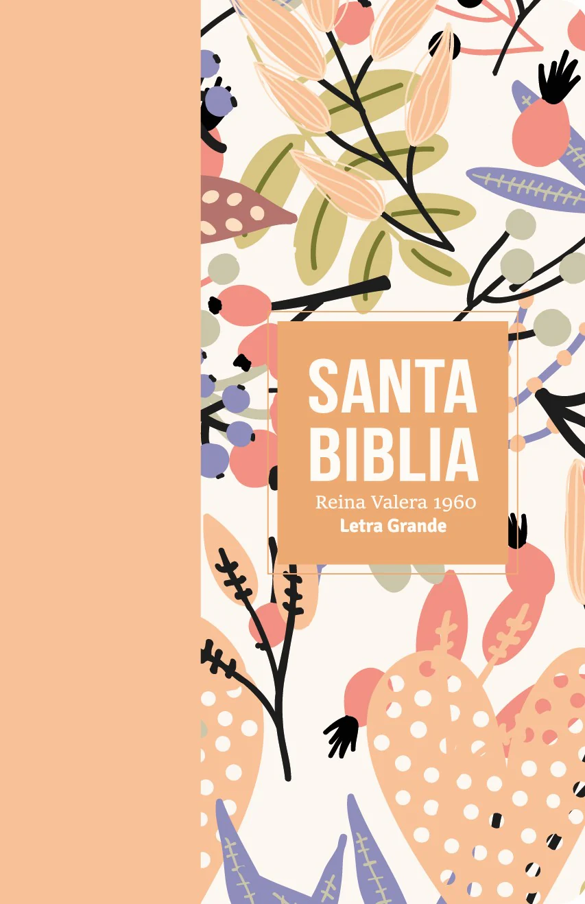 Biblia RVR 1960 Letra Grande Tamaño Manual Símil Piel Naranja Clara