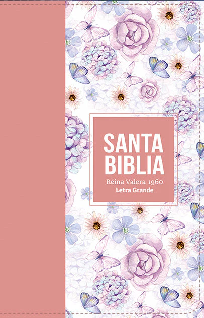 Biblia RVR 1960 Letra Grande Tamaño Manual Símil Piel Rosa Claro
