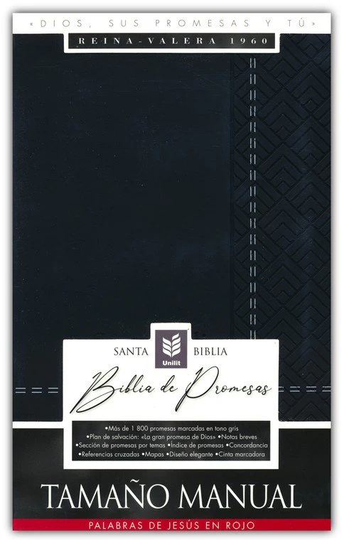 Biblia RVR 1960 de Promesas Tamaño Manual Edición Negro Imitación Piel